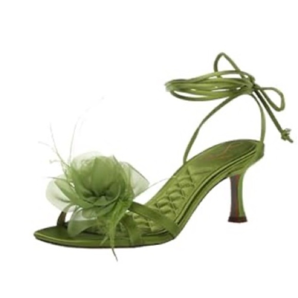 Sam Edelman whimsical tie up green flower sandals